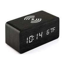 (black) Alarm Clocks Led Wooden Clock, Digital Alarm Clock Electronic Clock