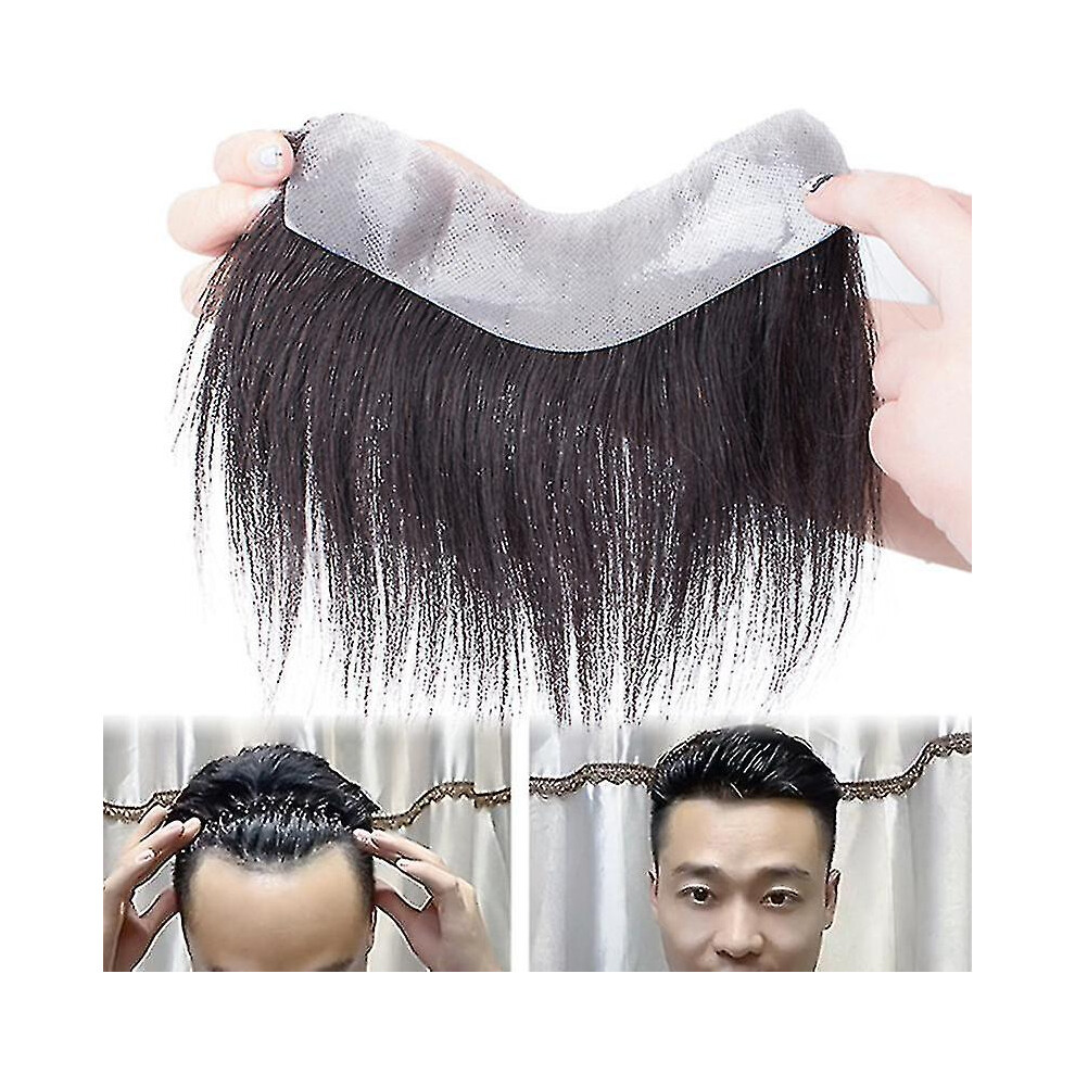 Unisex Hair Toupee For Men Bangs Hair Wig Piece Trimmable Adhesive Hairpiece Natural