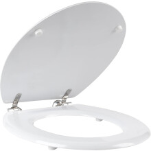 Beldray LA033758 White 18 Inch Tongue & Groove Wooden Toilet Seat, Stainless Steel Hinge, 36 x 42.8 cm, Wood Bathroom Toilet Lid Cover