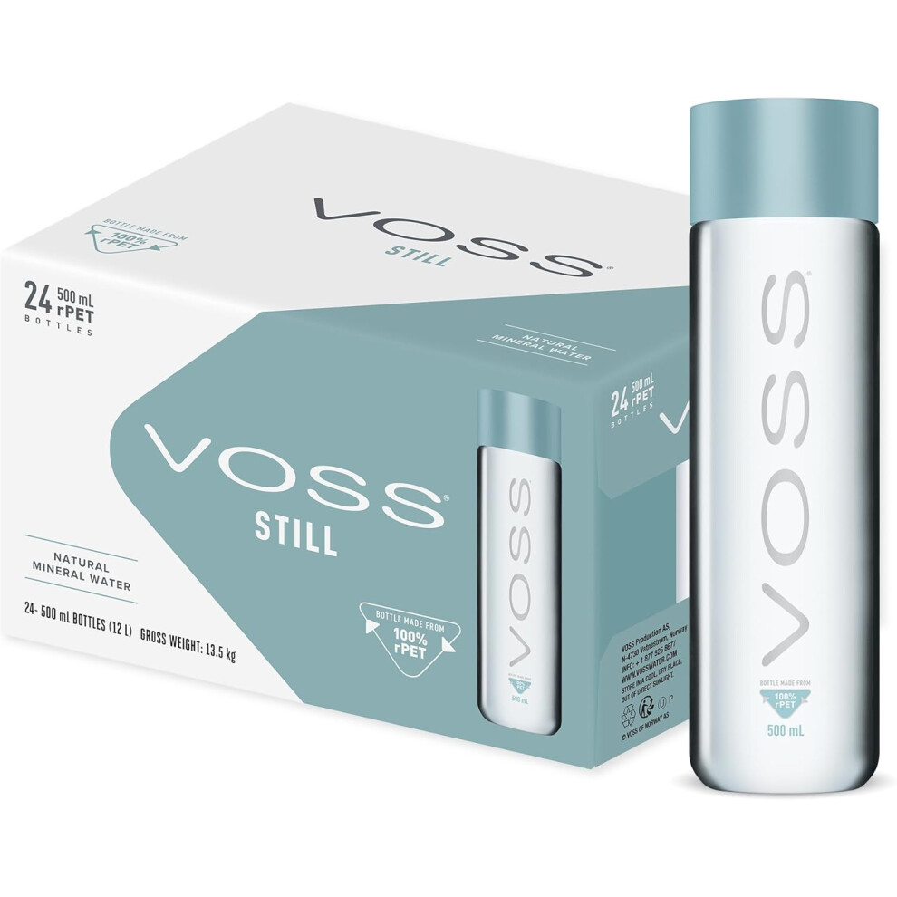 Voss Store Voss Uk Artesian Still Water - Natural, Pure Water In 24 X 500 Ml Pet Bottles (Bulk Pack)