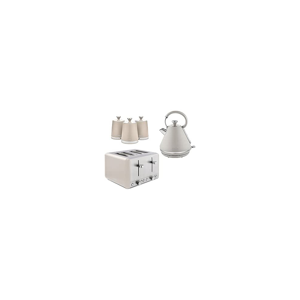 Tower Cavaletto Latte Kettle, 4 Slice Toaster & Canisters Kitchen Set Brown