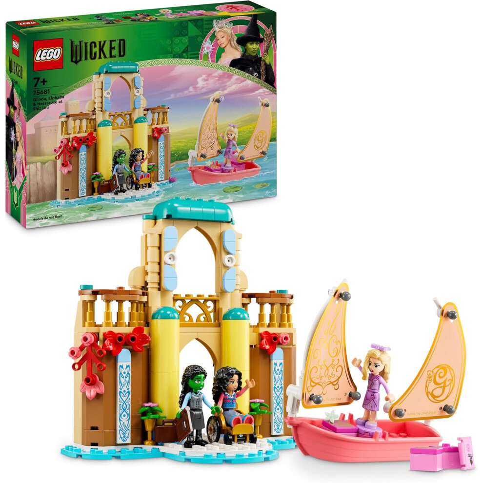 LEGO Wicked Glinda, Elphaba & Nessarose At Shiz University Building Set With Sailing Boat Toy And 3 Mini-Doll Figures, Movie Gift For 7 Plus Year