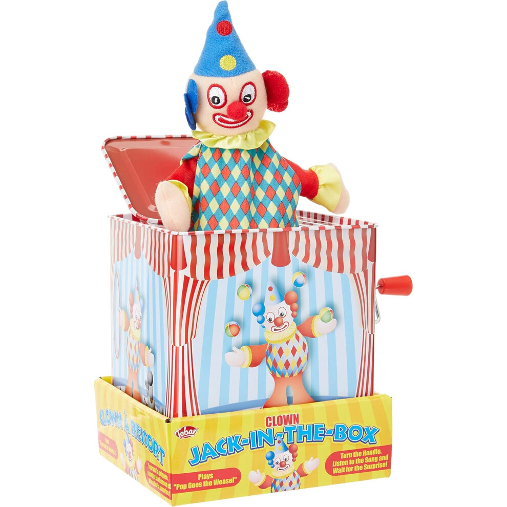 Tobar Clown Jack in the Box Traditional Tin Toy, Assorted Colour