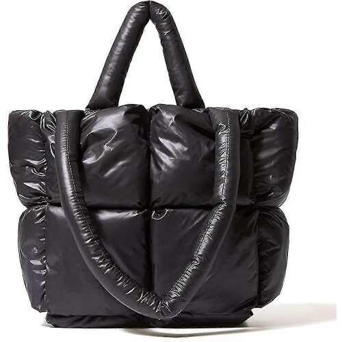 (black) Large Tote Bag For Women, Luxury Padded Purses And Handbags Crossbody Bags For Women, Winter Nylon Down Cotton Shoulder Bags