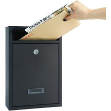 RYZAN Wall Mounted Mailbox Steel Post Box Modern Delivery Letterbox For Outside W/ Nameplate Easy To Install Lockable Weatherproof Large Letter Black