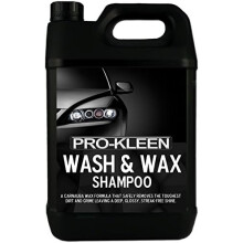 Pro-Kleen Wash & Wax Shampoo with Carnauba Wax 5L - pH Neutral Professional Car Wash Shampoo, Suitable for all Car Exteriors, Glossy Just Waxed Shine
