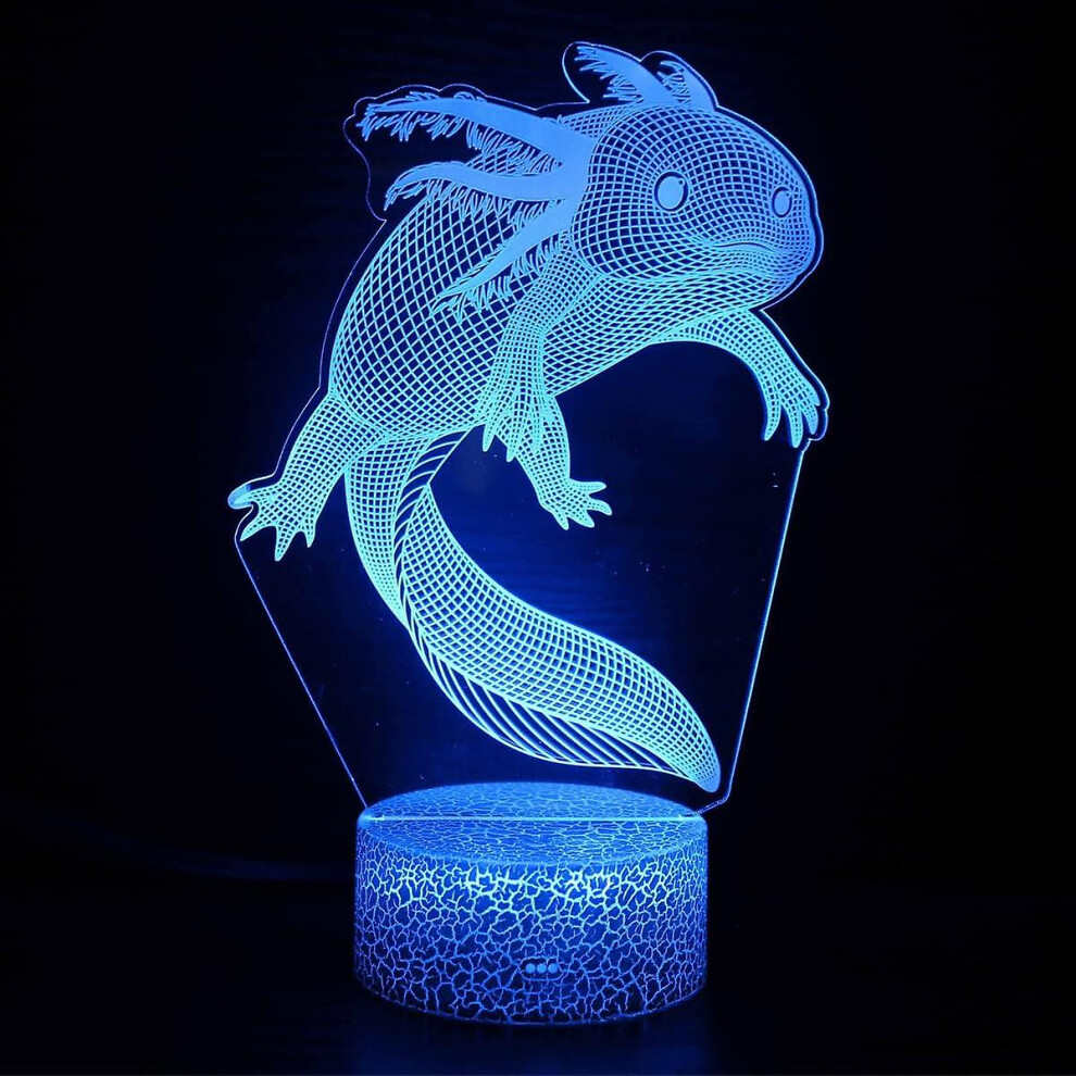Axolotl 3D Illusion Night Room Decor Night Toys With Greeting Card,16 Colors Changing With Remote, Kids Bedroom Decor As Xmas Holid Light