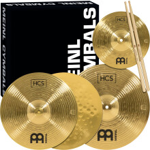Meinl Cymbal Set Box Pack with 13" Hihats, 14" Crash, Plus Free 10" Splash, Sticks, and Lessons TWO-YEAR WARRANTY, (HCS1314-10S)