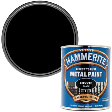Hammerite Direct to Rust Metal Paint - Smooth Black Finish 750ML