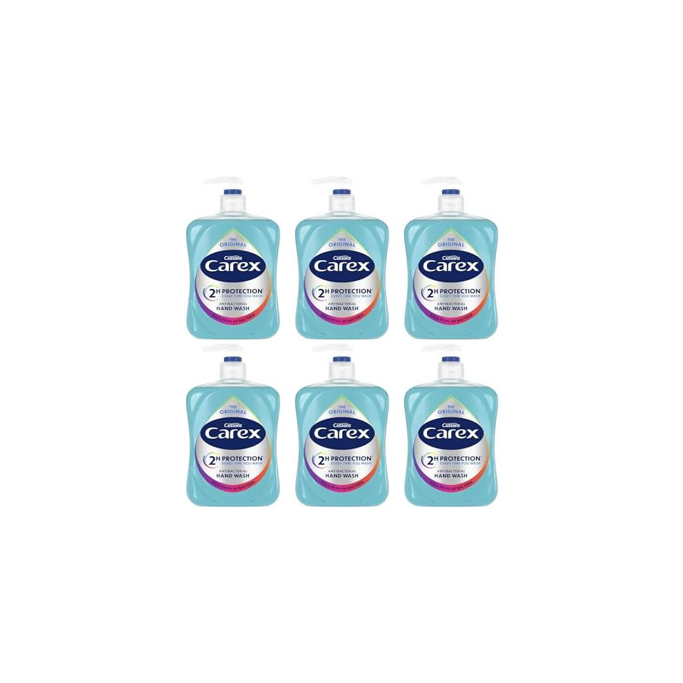 Carex 2 Hour Protection Antibacterial Original Hand Wash, Clean & Protect Hands, Bulk Buy, Pack of 6 x 500ml