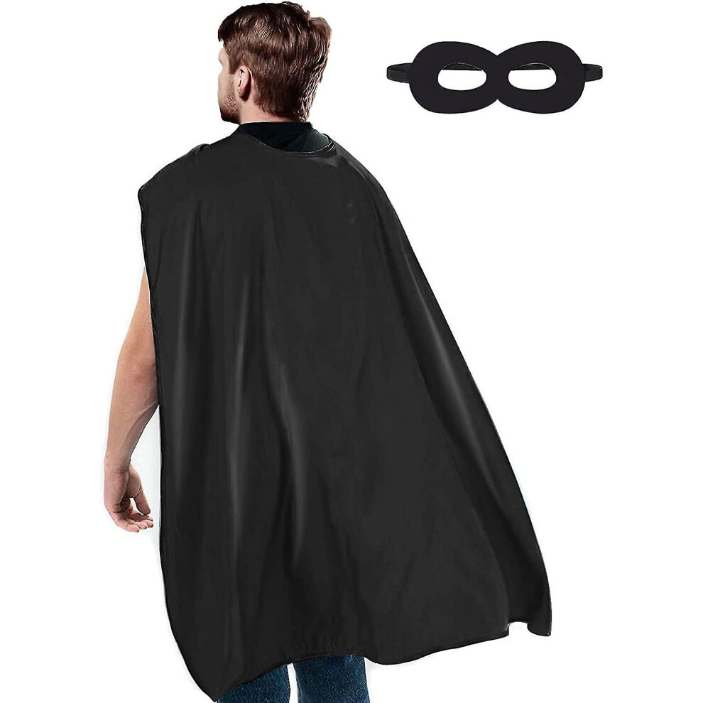 New Unisex (Black) Adult Superhero Capes And Masks - Adult Cape Superhero Party Capes Black