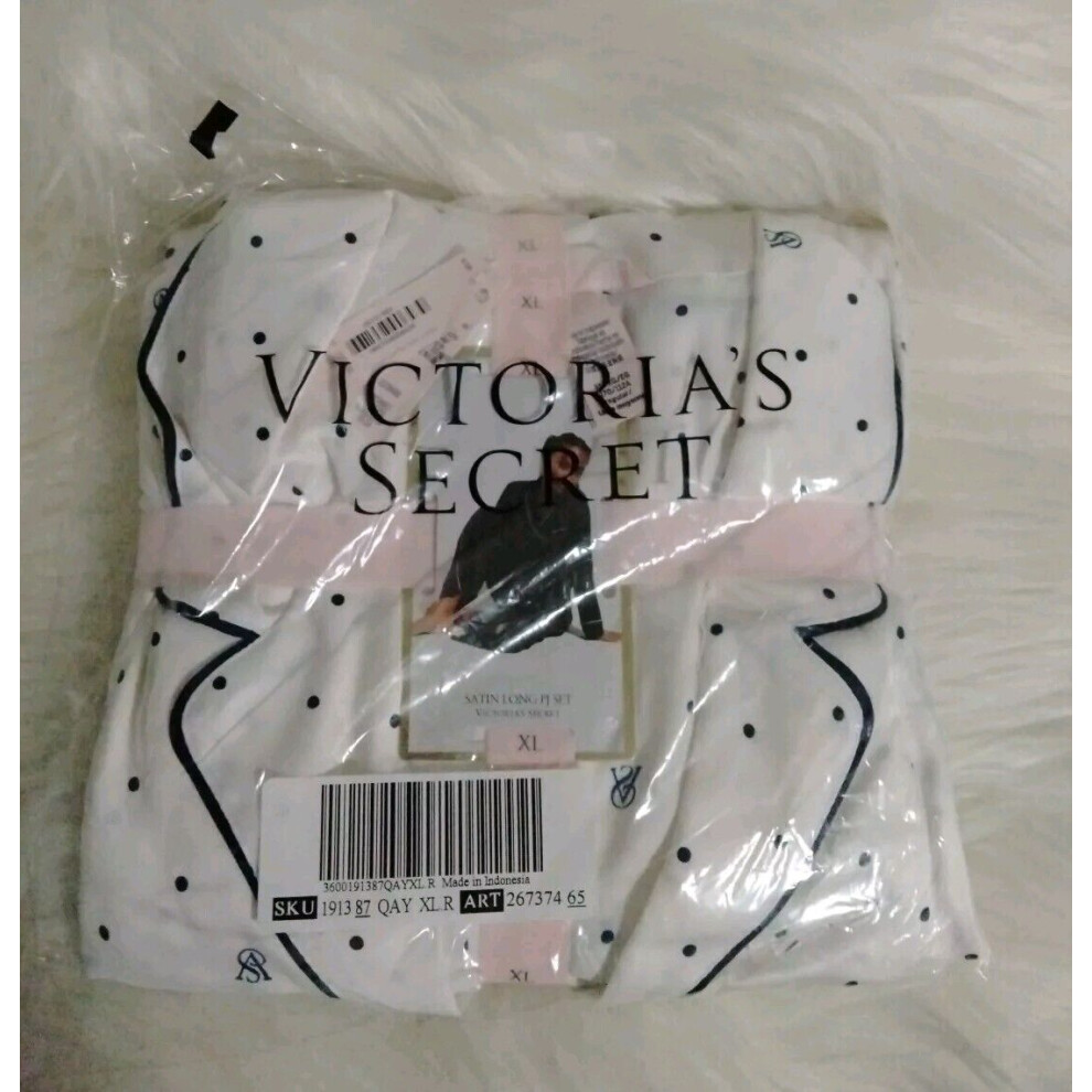 VICTORIA SECRET SATIN COCONUT WHITE DOTED PAJAMA SET SMALL