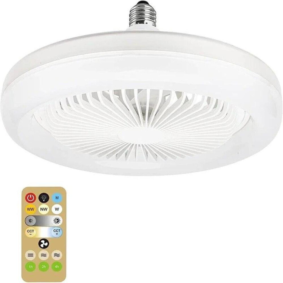 2 In 1 Ceiling Fan With Led Lighting Lamp With Remote Control E27 Converter Base Adjustable Air Vent For Bedroom Living Home Lantern Silent 30w