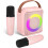 Portable Karaoke Machine with LED Lights & 2 Wireless Mics - Pink 1