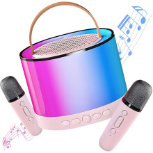 Mini Karaoke Machine with 2 Microphones & RGB Lights Kids Gift