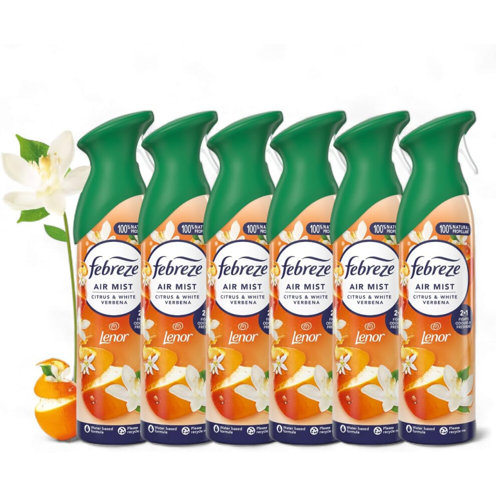 6 X 185 ml Febreze Air Mist Air Freshener Spray - Citrus & White Verbena