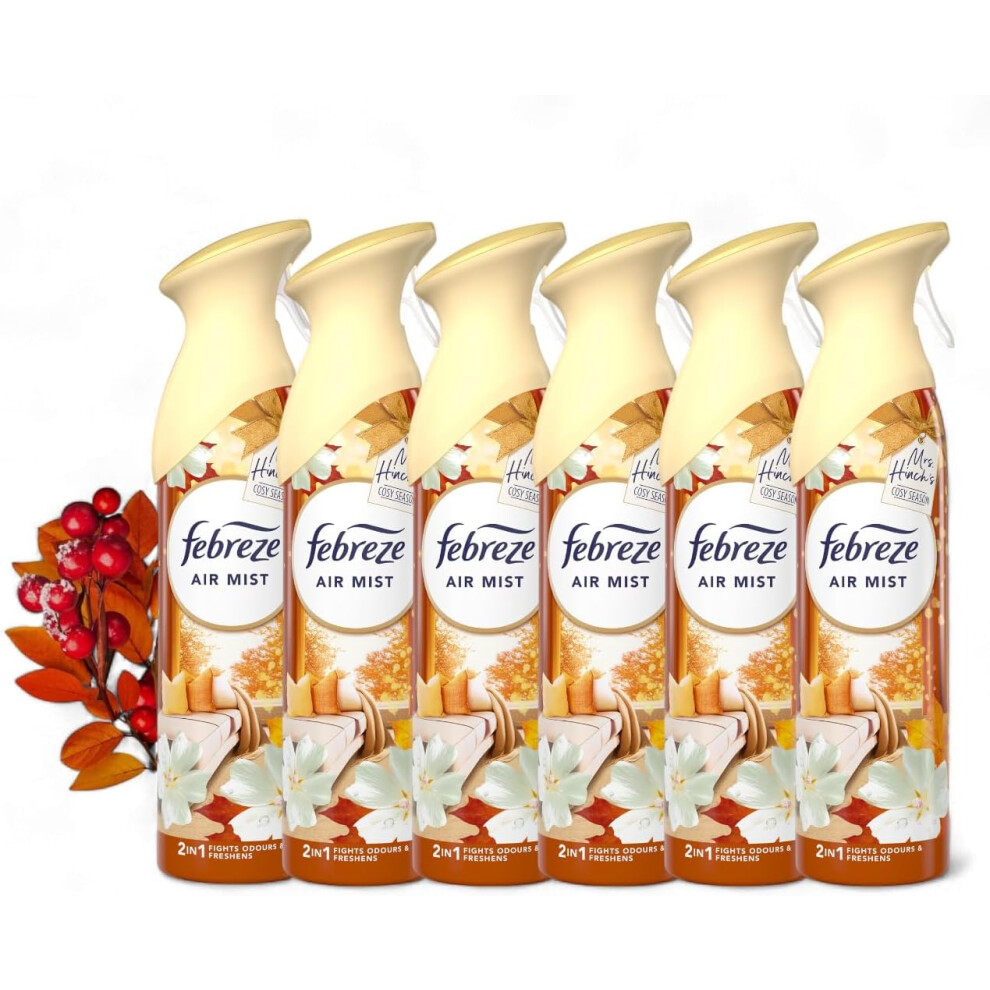 6 X 185 ml Febreze Air Mist Air Freshener Spray - Cosy Season