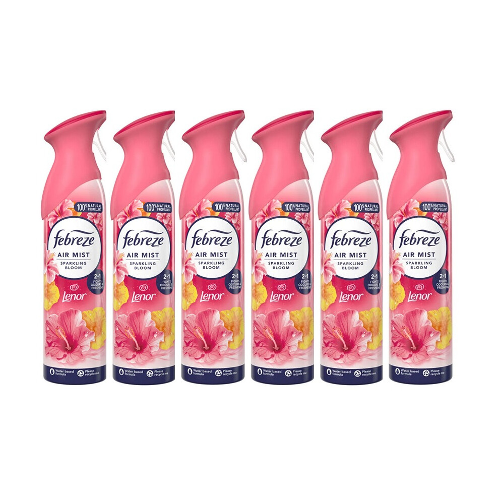 6 X 185 ml Febreze Air Mist Air Freshener Spray - Sparkling Bloom