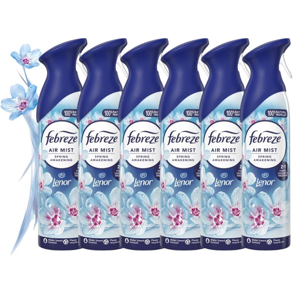 6 X 185 ml Febreze Air Mist Air Freshener Spray - Spring Awakening