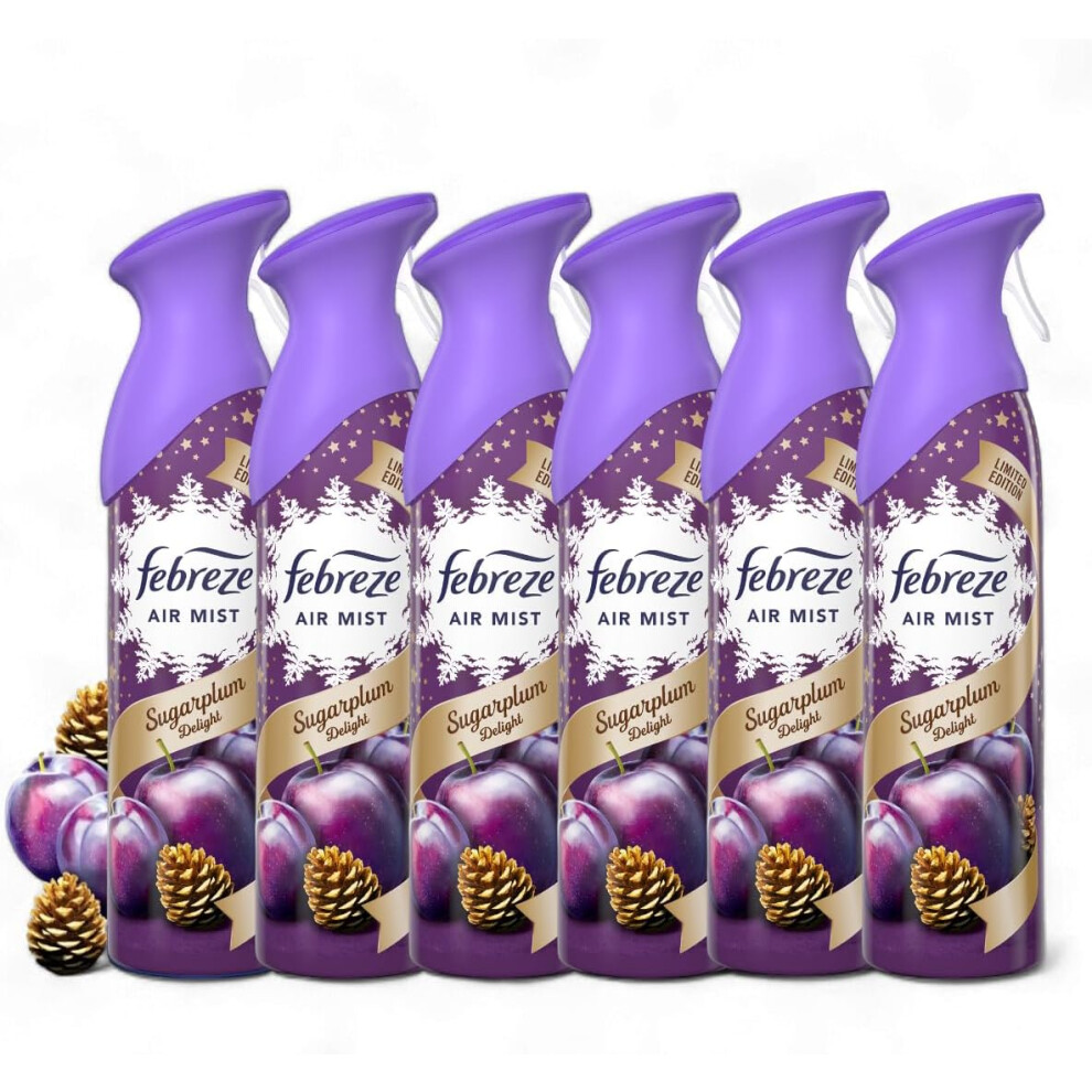 6 X 185 ml Febreze Air Mist Air Freshener Spray - Sugarplum Delight