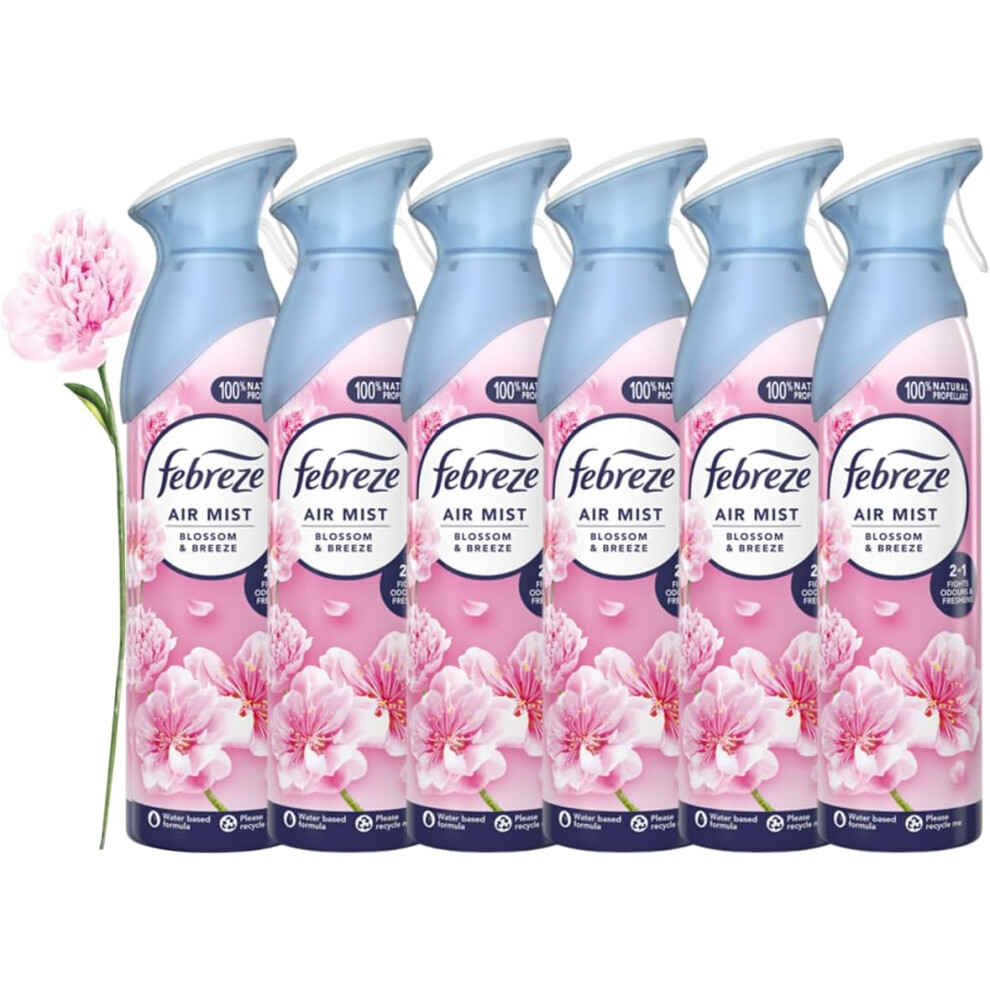 6 X 185 ml Febreze Air Mist Air Freshener Spray - Blossom & Breeze