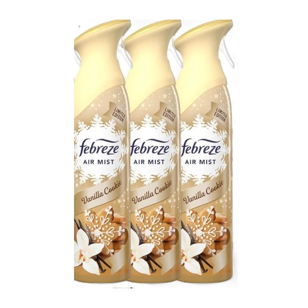 3 X 185 ml Febreze Air Mist Air Freshener Spray - Vanilla Cookie