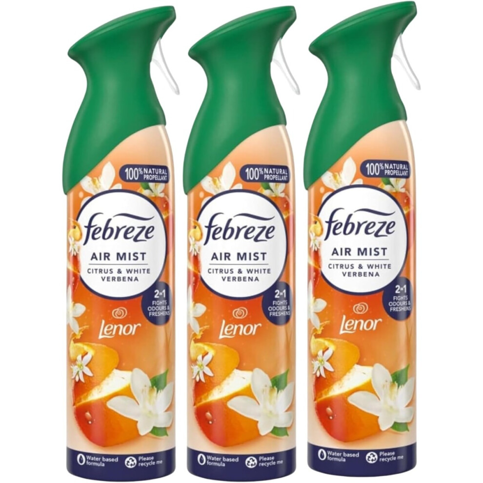 3 X 185 ml Febreze Air Mist Air Freshener Spray - Citrus & White Verbena