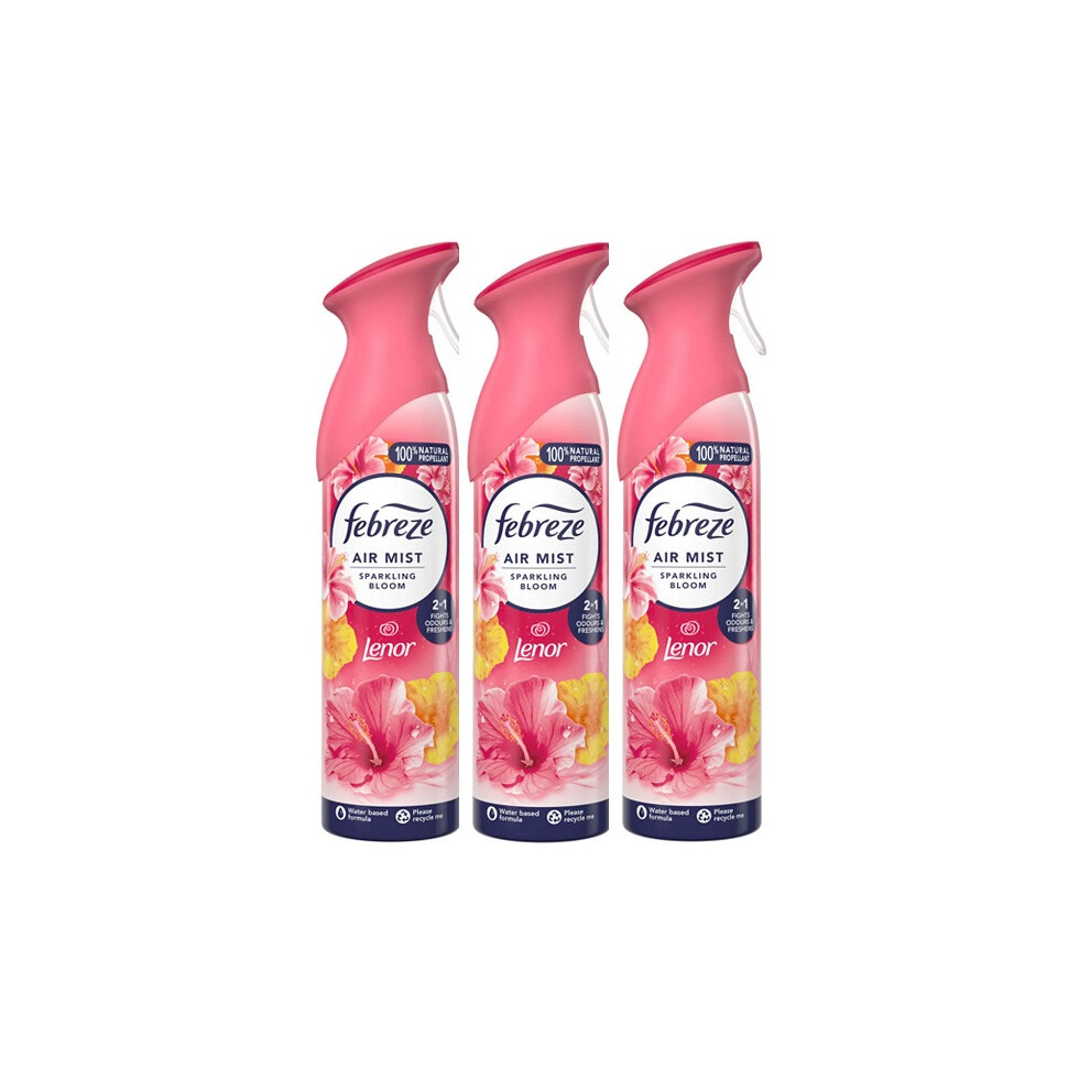 3 X 185 ml Febreze Air Mist Air Freshener Spray - Sparkling Bloom