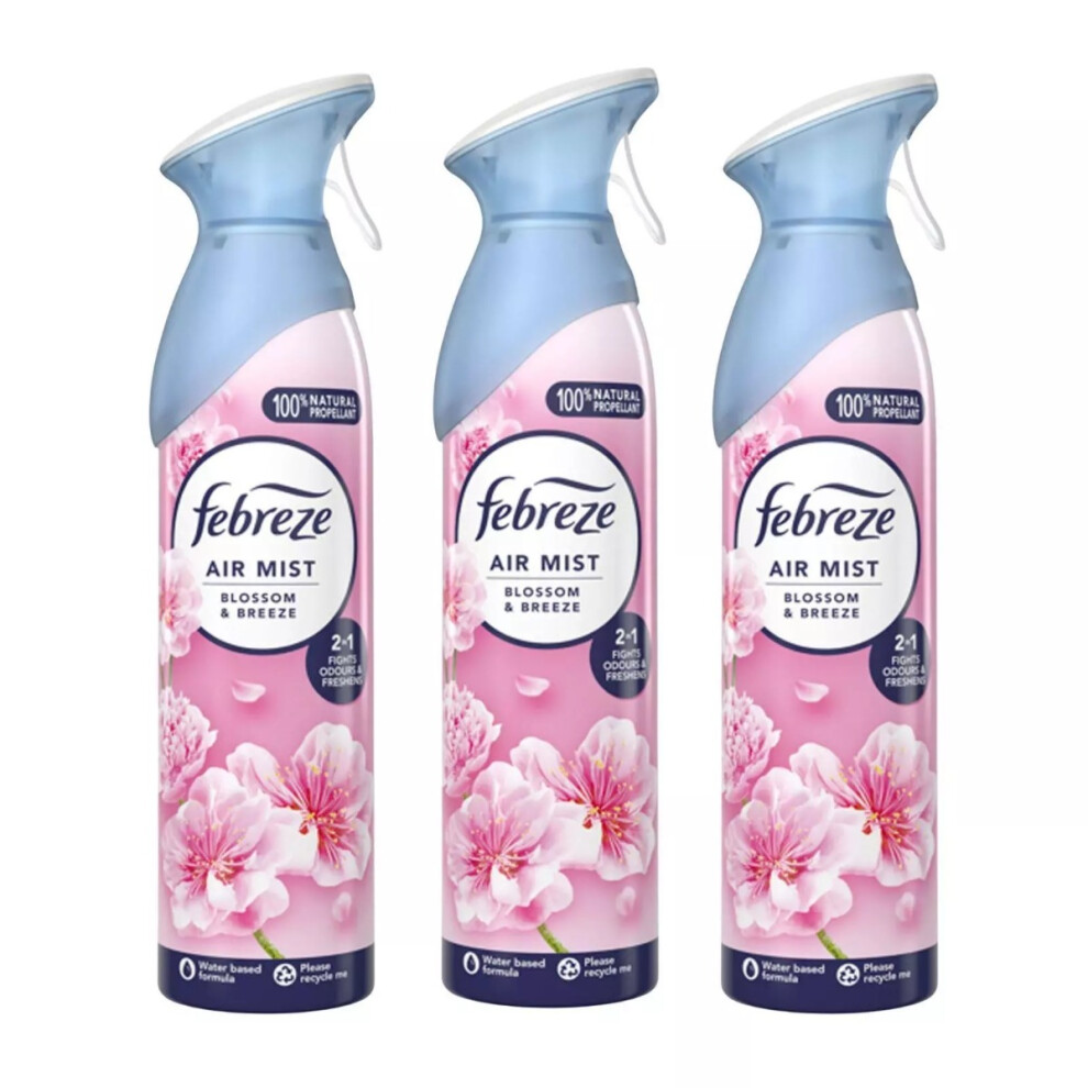 3 X 185 ml Febreze Air Mist Air Freshener Spray - Blossom & Breeze