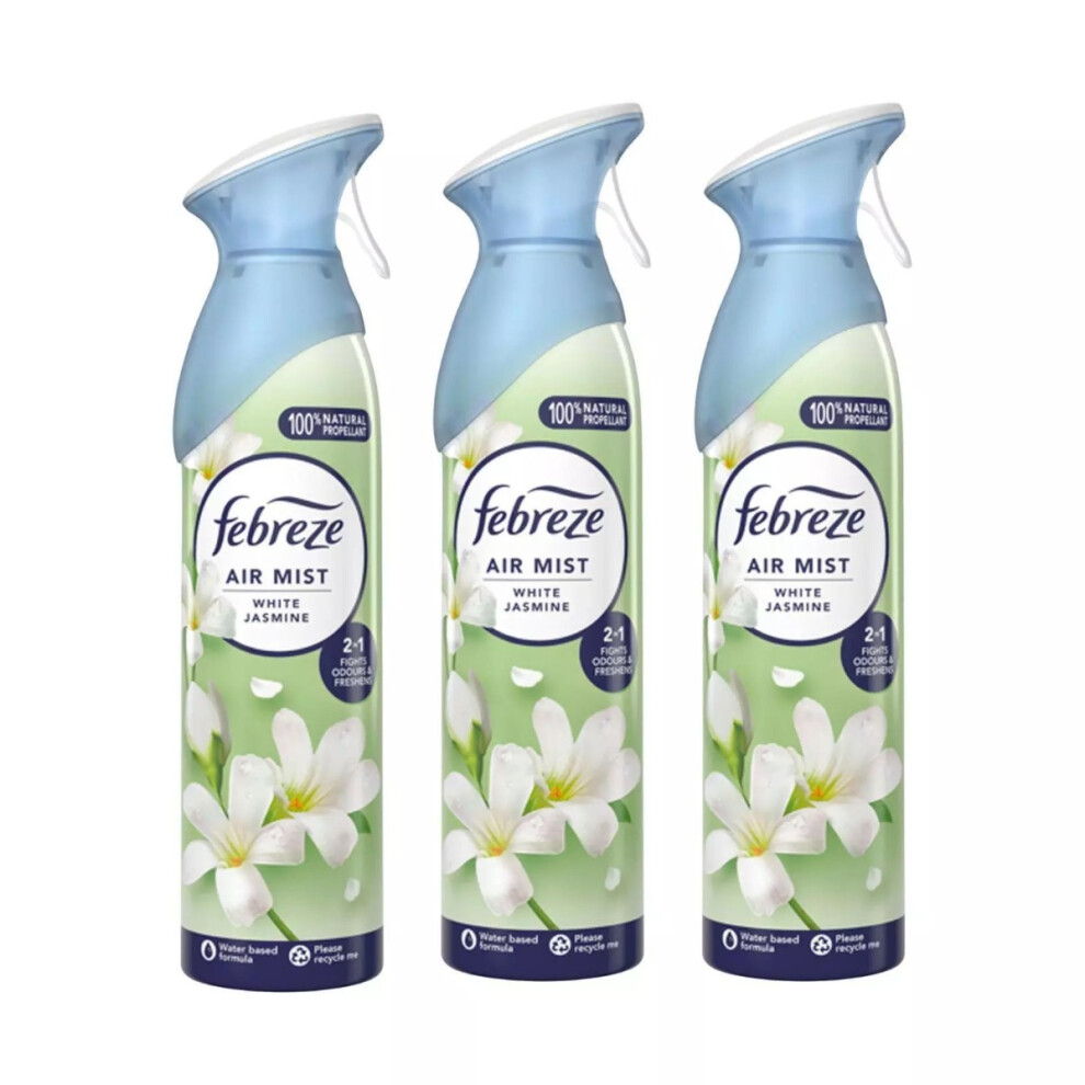 3 X 185 ml Febreze Air Mist Air Freshener Spray - White Jasmine