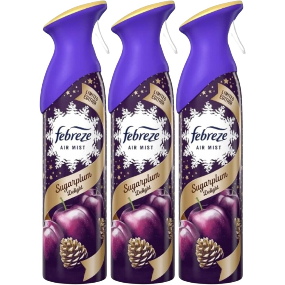 3 X 185 Ml Febreze Air Mist Air Freshener Spray - Sugarplum Delight