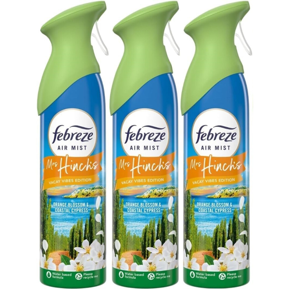 3 X 185 ml Febreze Air Mist Air Freshener Spray - Orange Blossom & Coastal Cypress