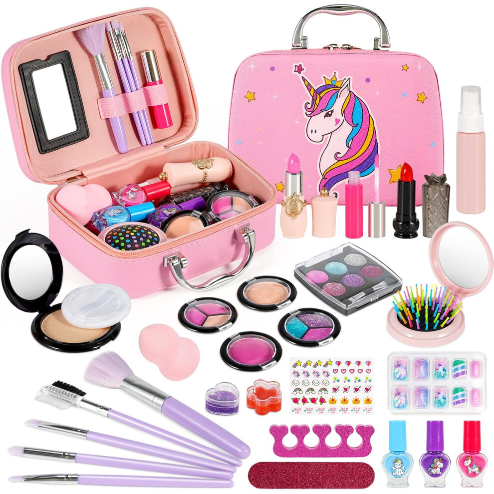 Washable Kids Makeup Set - Princess Cosmetic Toy for Girls Ages 3-8