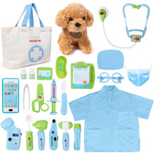 Blue Kids Doctor & Vet Set - Medical Kit with Plush Dog & Costume, 3-6