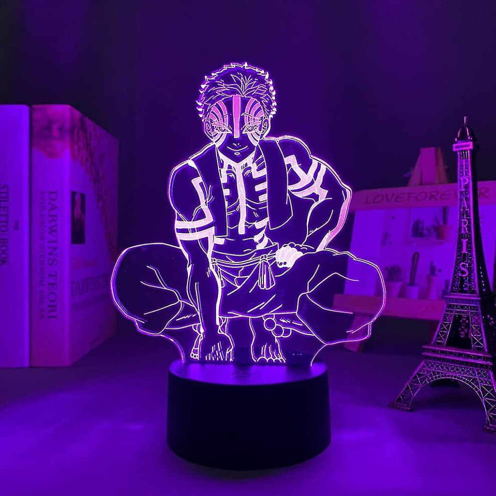 Akaza 3d Night Light Anime Demon Illusion Lamp Home Decor Bedroom Light With Remote Control 16 Colors Changing Xmas Birthday Gift Akaza
