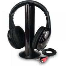 Wireless Tv Headphones Home Headset For Tv Watching,tv Ears Microphone 5 In 1 Functions With Transmitter, Fm Radio, 3.5 Mm Jack