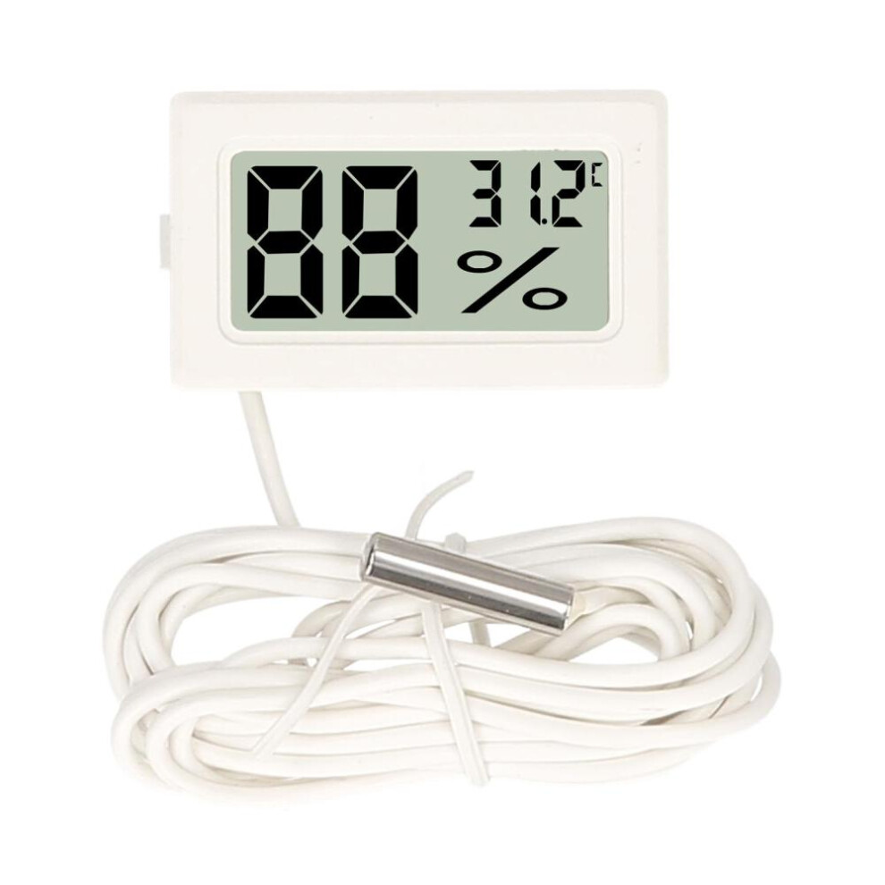 (white) Digital Aquarium Thermometer Lcd Fish Tank Temperature Meter Gauge With Waterproof Ntc Probe