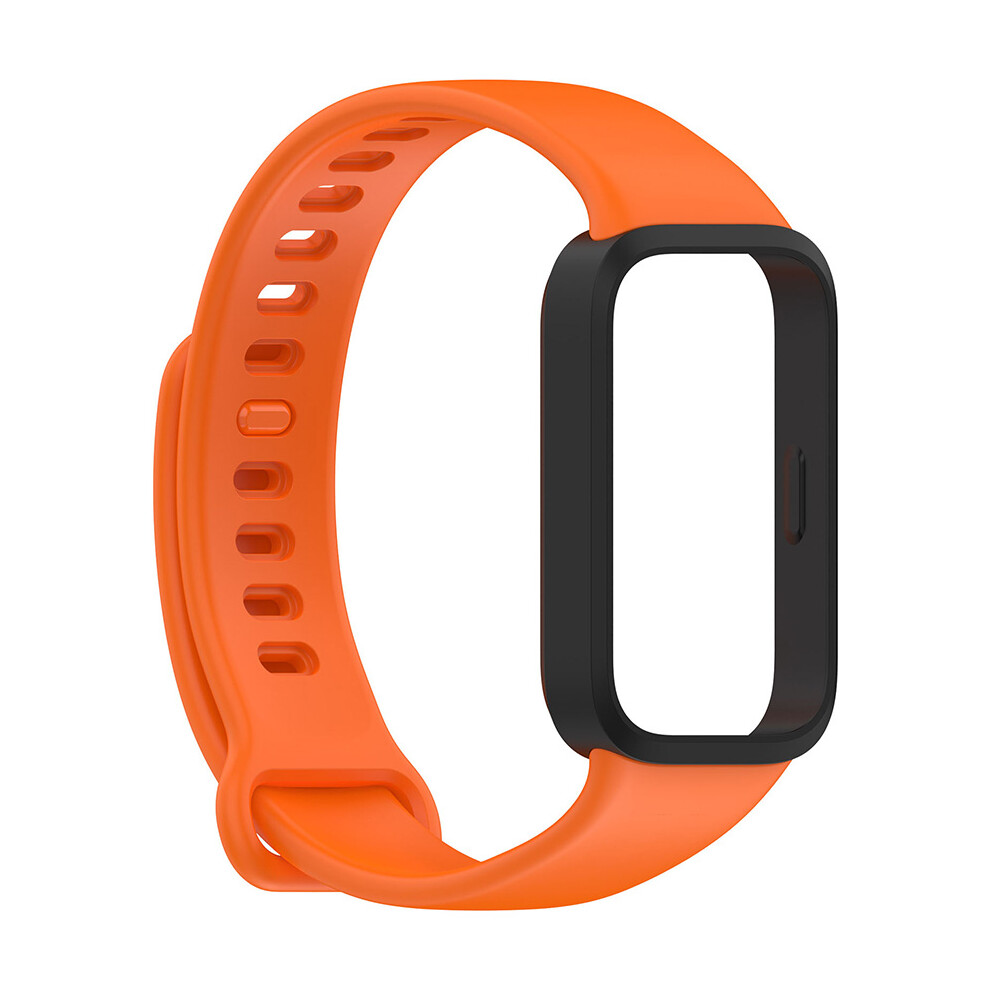 (Black+Orange) Watch Strap Silicone Official Same Watch Strap+Watch Frame For Xiaomi Band9 Active/Redmi Band 3 Not,Specified 735632091057