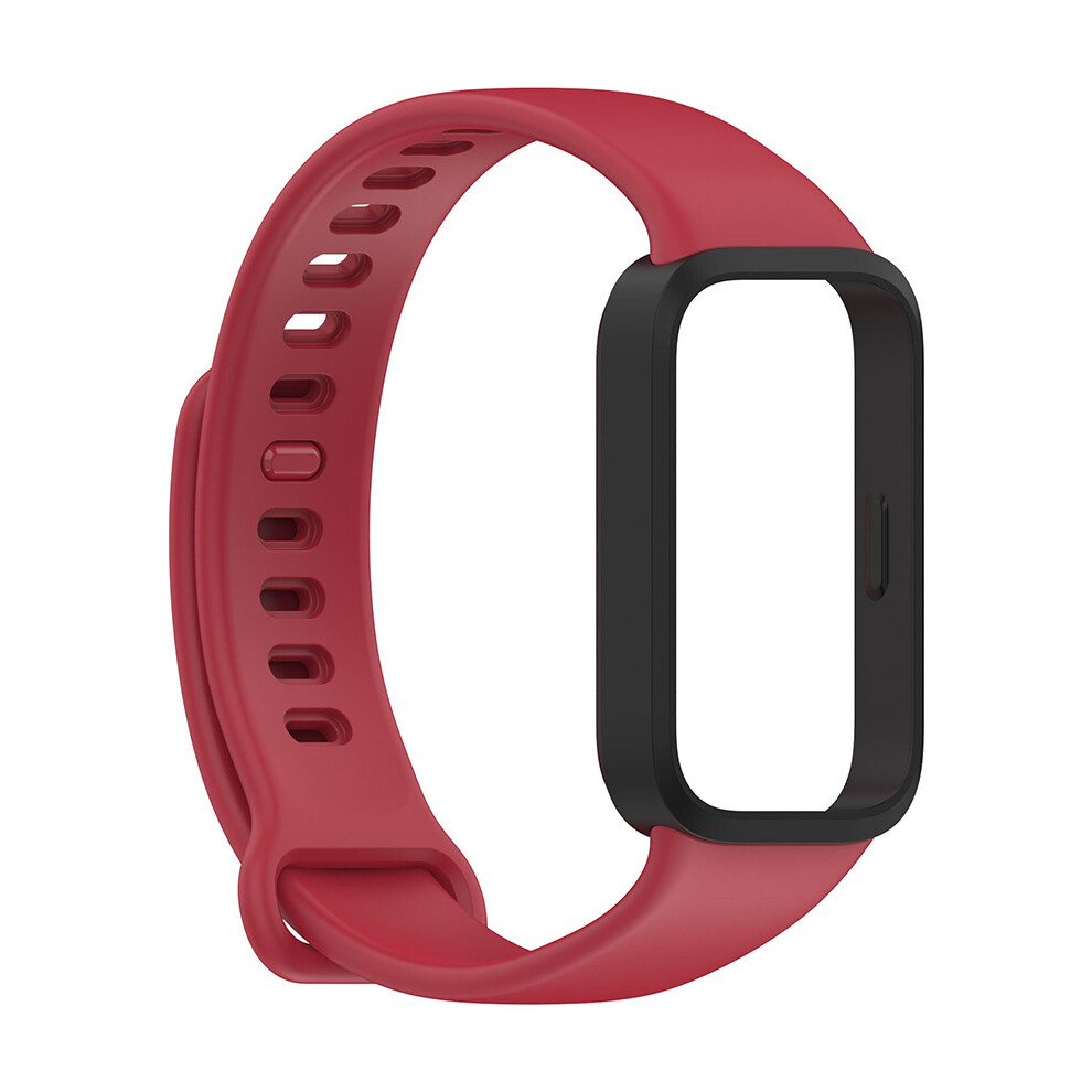 (Black+Red) Watch Strap Silicone Official Same Watch Strap+Watch Frame For Xiaomi Band9 Active/Redmi Band 3 Not,Specified 735632091064