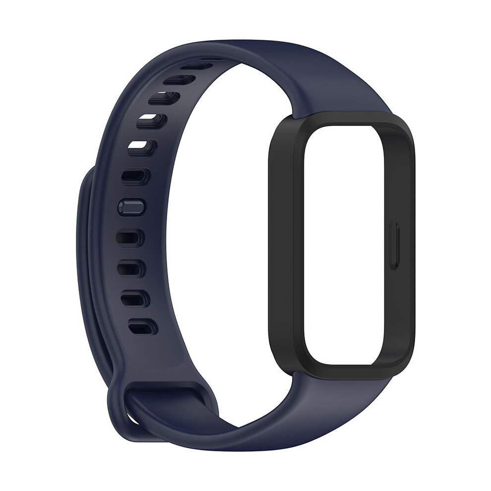 (Black+Dark Blue) Watch Strap Silicone Official Same Watch Strap+Watch Frame For Xiaomi Band9 Active/Redmi Band 3 Blue,Not,Specified 735632091088