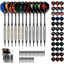 Plastic Tip Dart, 18g Soft Tip Dart Set For Electronic Dartboard, 12 Darts With 36 Flights And 100 Tips, 20 Rubber O-rings