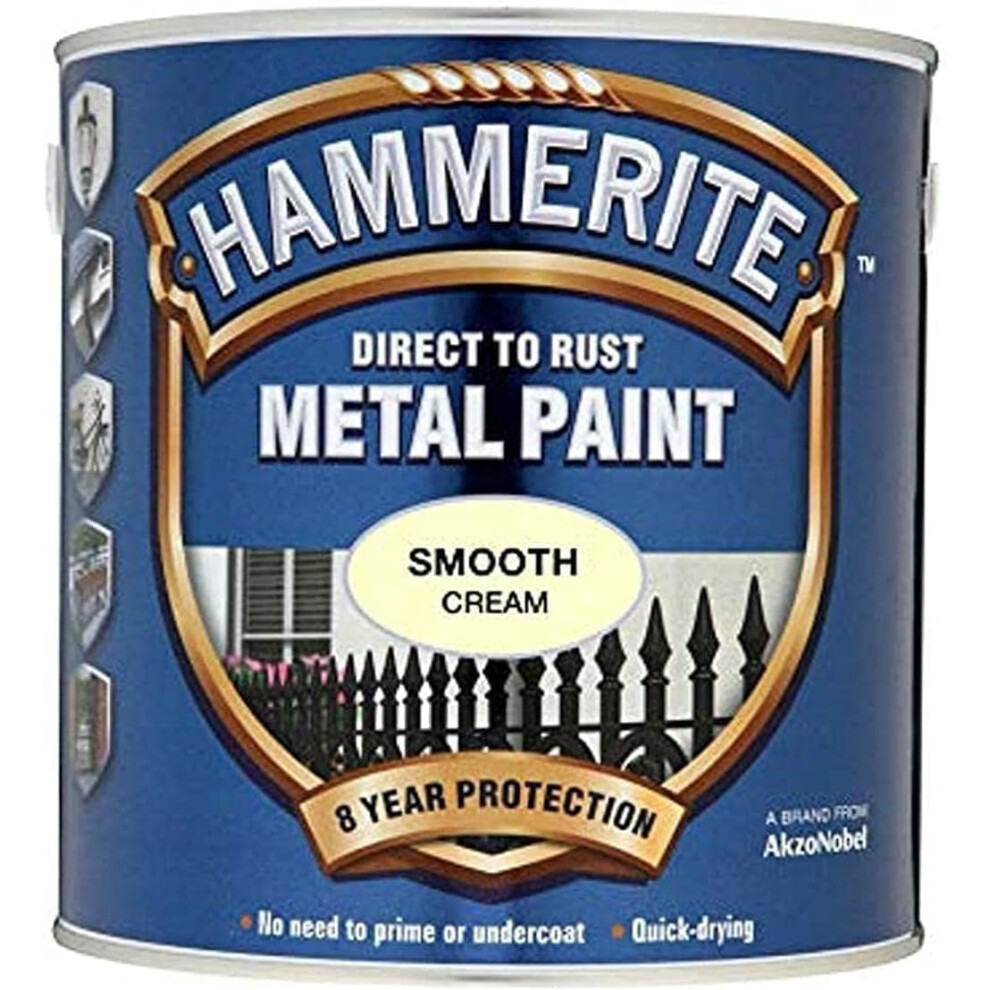 Hammerite 5122064 Direct to Rust Metal Paint - Smooth Cream Finish 750ML