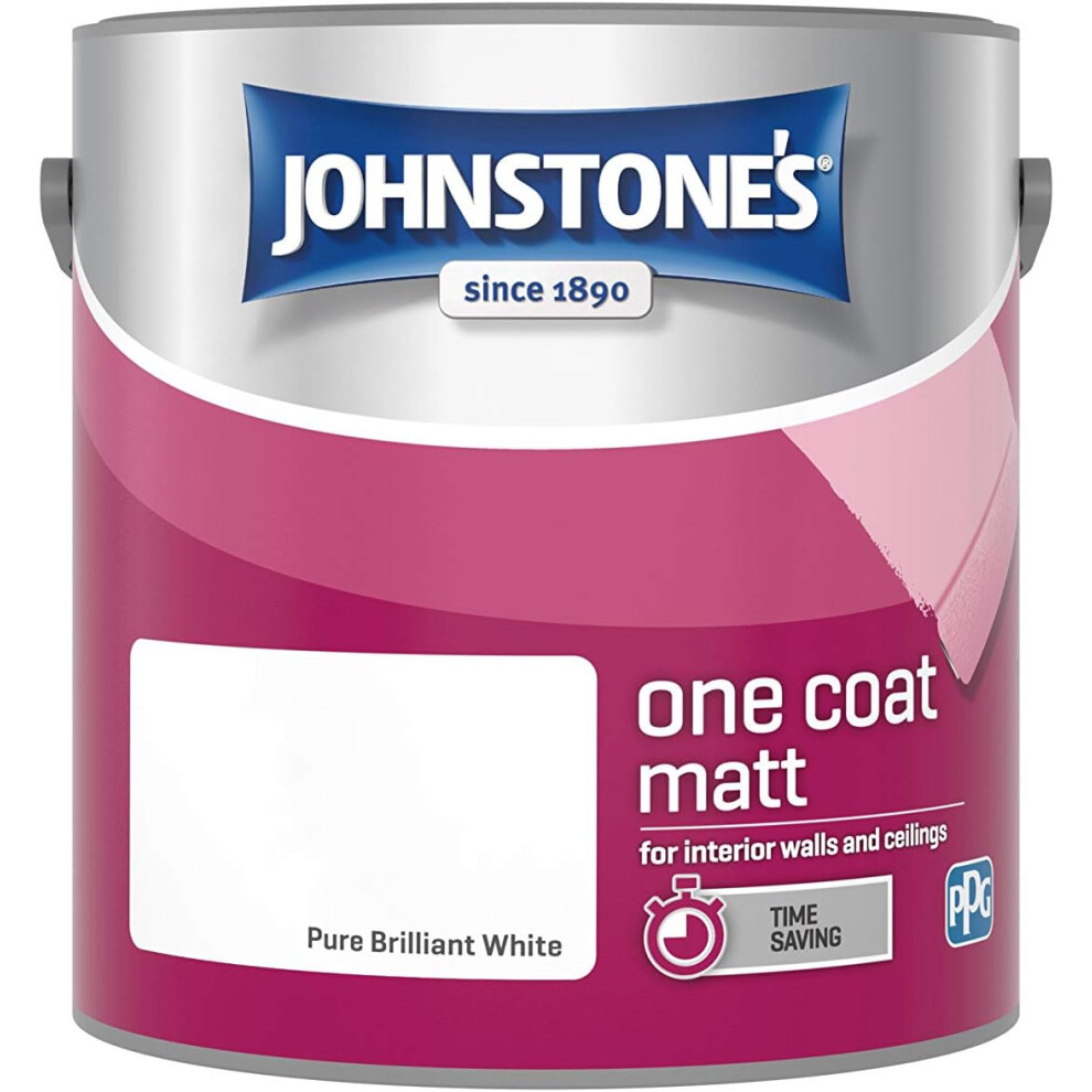 Johnstone's One Coat Matt Emulsion Paint - Pure Brilliant 2.5L White