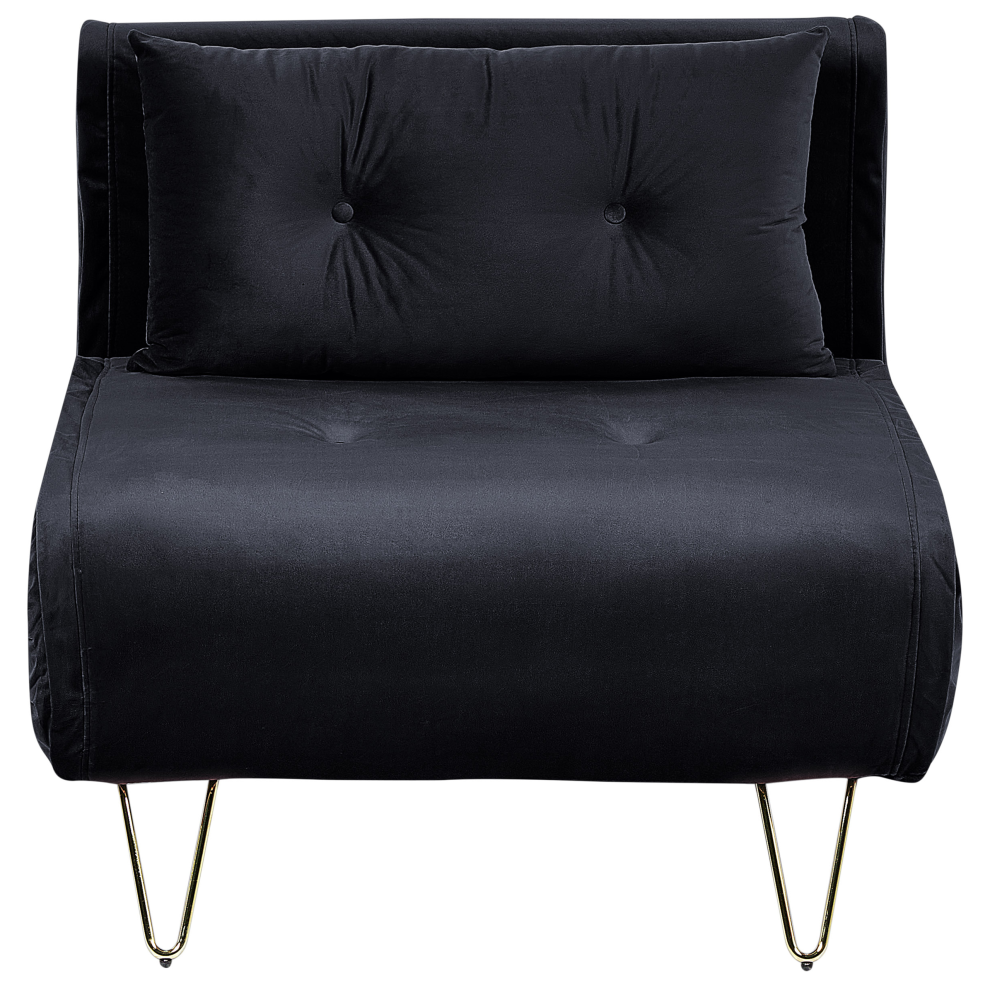Single Sofa Bed VESTFOLD Velvet Black