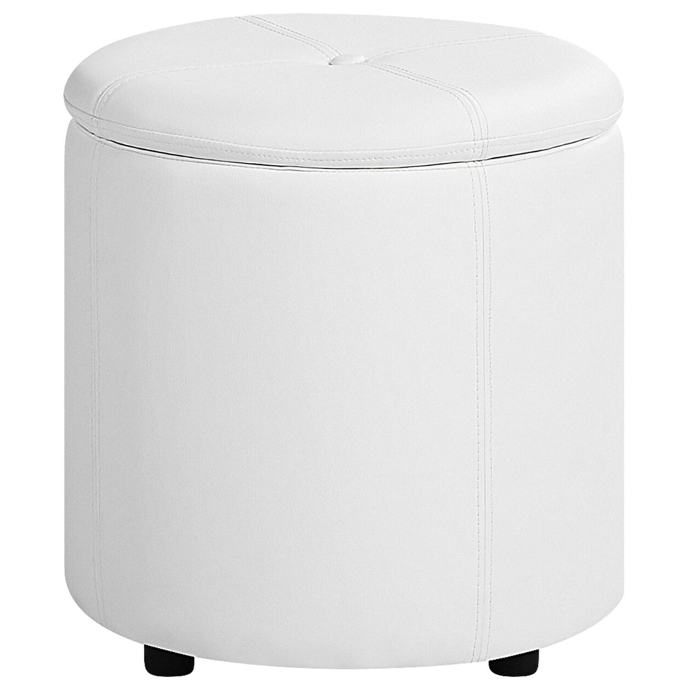 Storage Pouffe MARYLAND Faux Leather White 38 cm 38 cm 40 cm