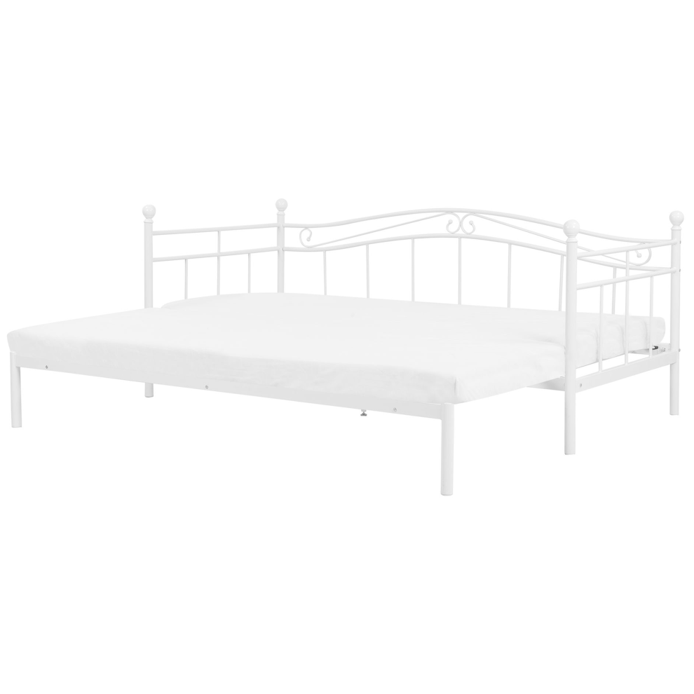 Trundle Bed Metal TULLE 90 x 200 cm (EU Single) White