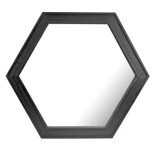 Stonebriar Decorative 24" Hexagon Wall Mirror with Black Wood Frame and Attached Hanging Bracket, Decorative Country Rustic Decor for the Living Room,