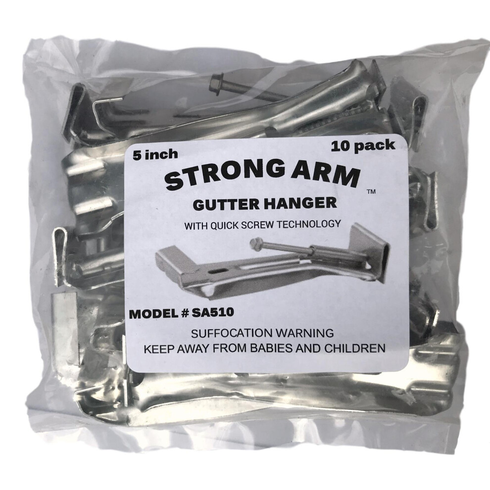 Quick Screw 5" 10 Pack Heavy Duty Hidden Rain Gutter Bracket Hook Hangers With Clip Â 600291931061