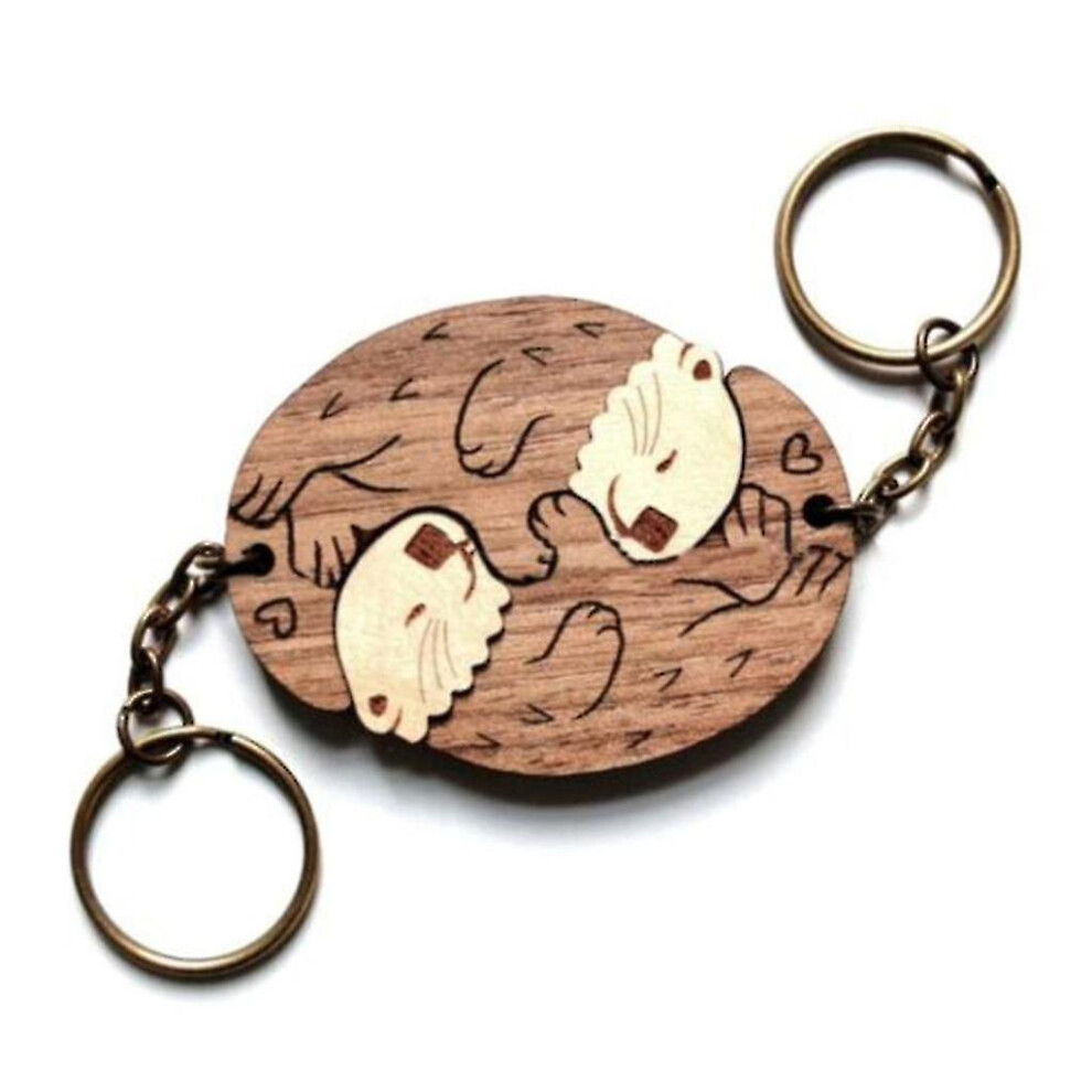 2pcs Sea Otters Keychain Otters Puzzle Matching Keychain Girlfriend Jewelry