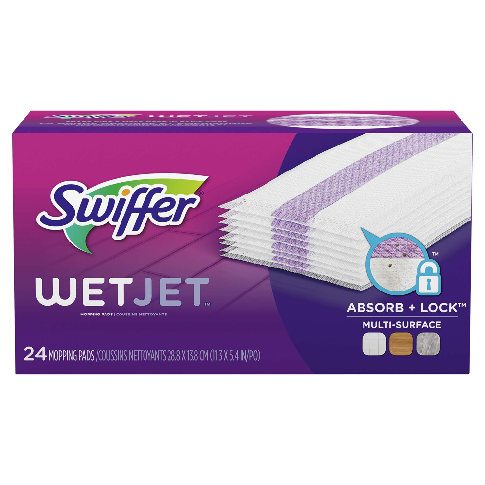 Swiffer WetJet Hardwood Floor Cleaner Spray Mop Pad Refill  Bathroom Cleaning Supplies  Hardwood Floor Cleaner  Multi Surface  24 Count